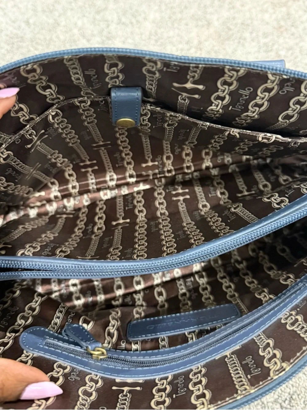 Blue Women's Woven Satchel Handbag
